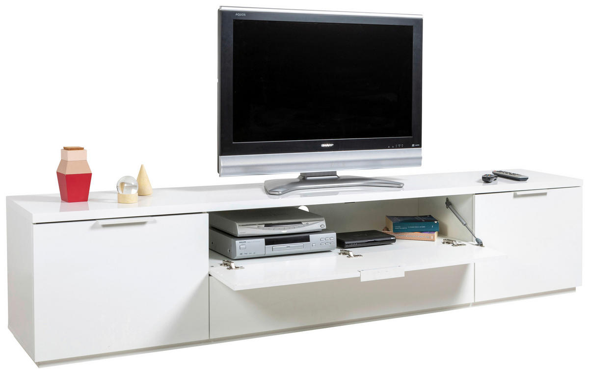 TV-ELEMENT bela, visoki sijaj  - bela/visoki sijaj, Moderno, kovina/leseni material (240/50/40,5cm) - Carryhome