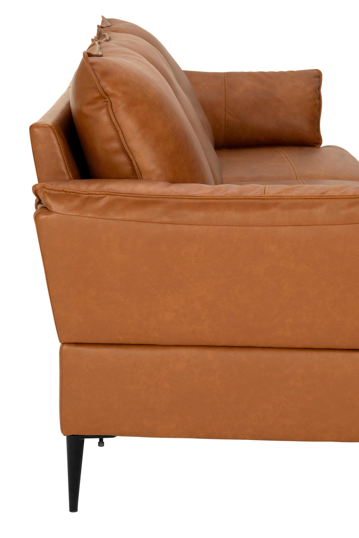 HÖRNSOFFA i äkta läder rostfärgad  - svart/rostfärgad, Design, metall/läder (153/233cm) - Livetastic