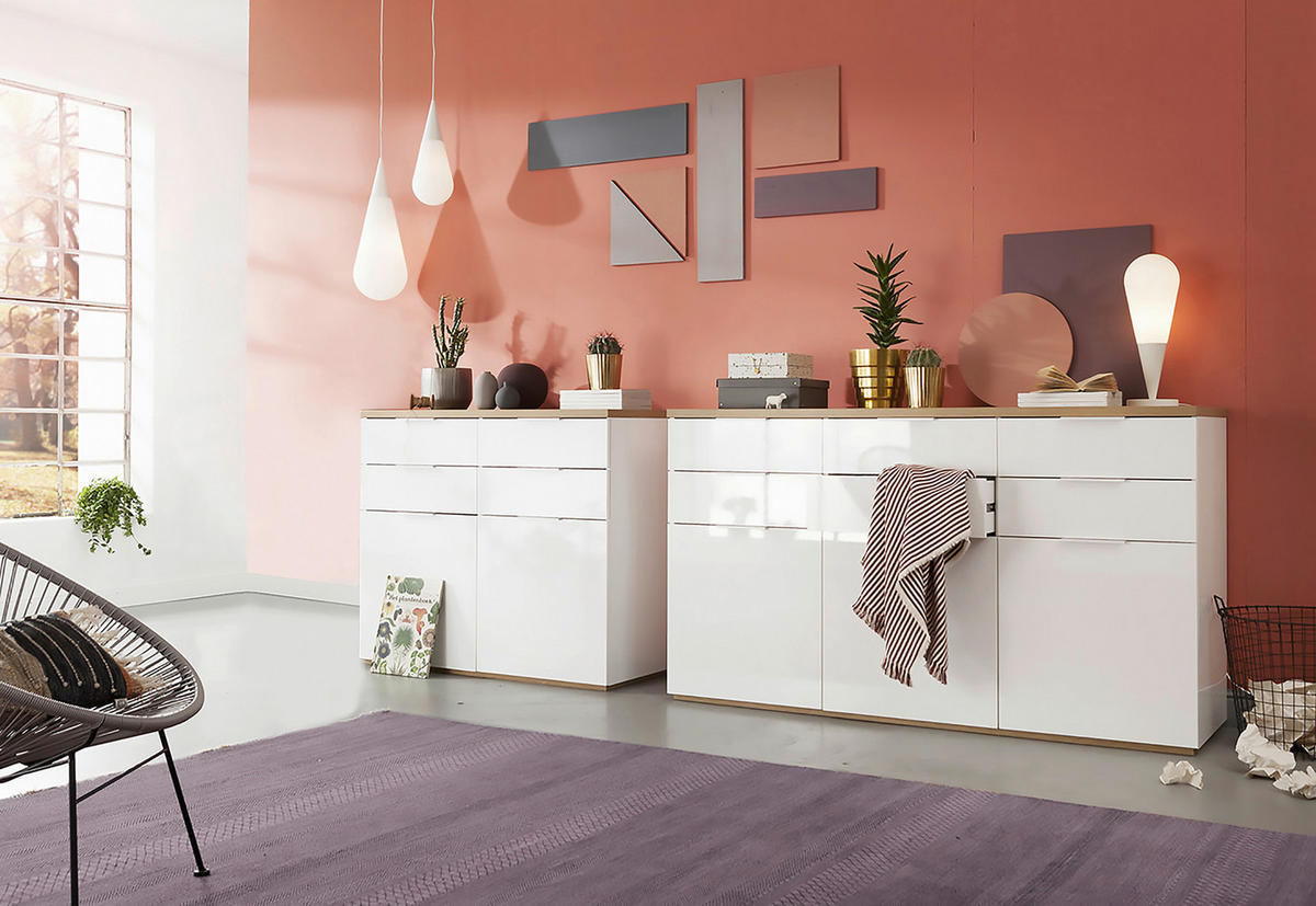 SIDEBOARD  in 180/102/50 cm  - Weiß Hochglanz/Weiß, Basics, Holzwerkstoff/Metall (180/102/50cm) - Carryhome