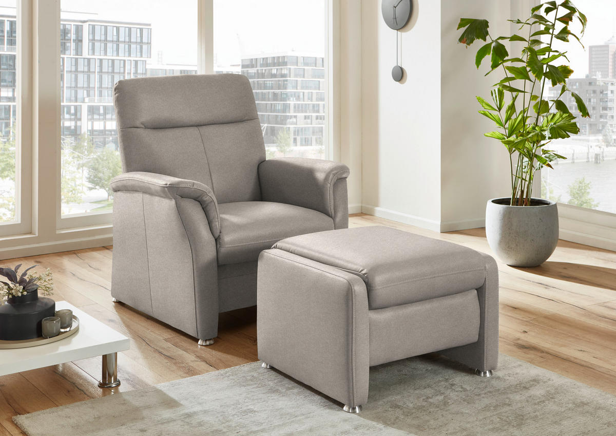 SESSEL Flachgewebe Beige  - Beige/Alufarben, Konventionell, Textil/Metall (90/100/89cm) - Beldomo Comfort