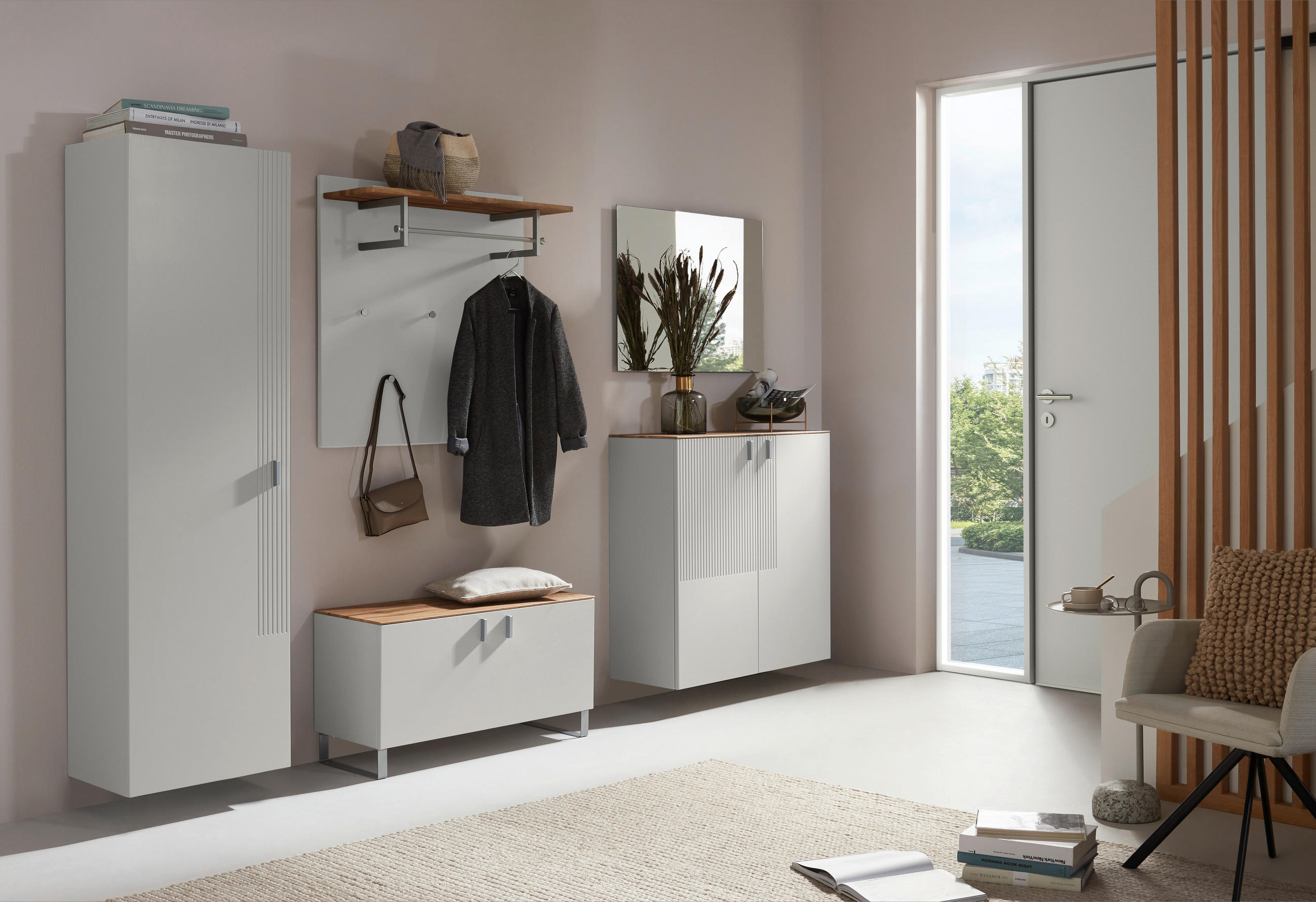 GARDEROBENSCHRANK 52/182/36 cm  - Sandfarben/Alufarben, Design, Holzwerkstoff/Metall (52/182/36cm) - Dieter Knoll