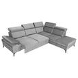 ECKSOFA Grau Flachgewebe Schlaffunktion, Armteilverstellung, Kopfteilverstellung, Sitztiefenverstellung  - Schwarz/Grau, MODERN, Textil/Metall (258/210cm) - Landscape