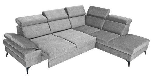 ECKSOFA Grau Flachgewebe Schlaffunktion, Armteilverstellung, Kopfteilverstellung, Sitztiefenverstellung  - Schwarz/Grau, MODERN, Textil/Metall (258/210cm) - Landscape