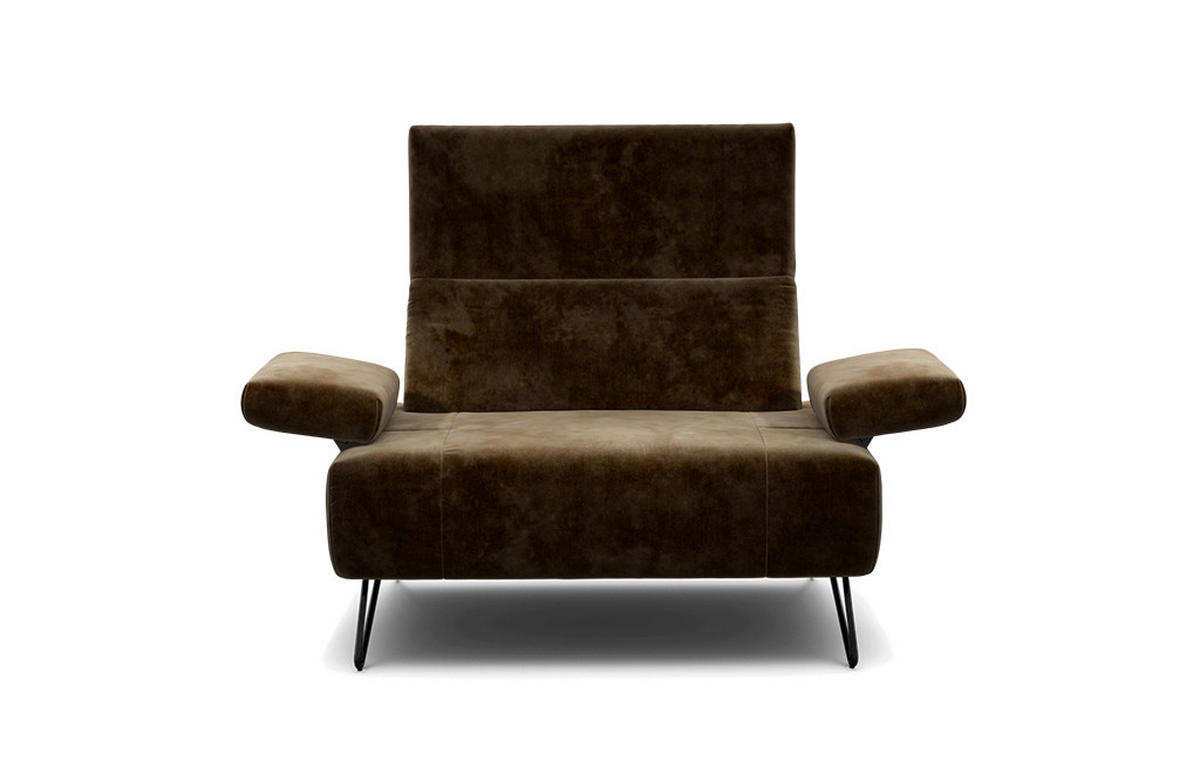 SESSEL Samt Braun    - Schwarz/Braun, Design, Textil/Metall (114-142/85/86-94cm) - SENSOO
