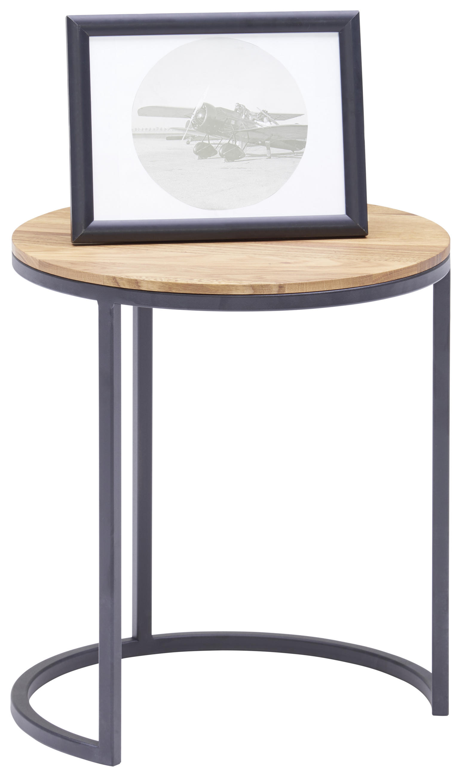 Thumbnail - Johann Jakob Beistelltisch, Schwarz, Eiche, Holz, Wildeiche, massiv, rund, 39x51x39 cm, Wohnzimmer, Wohnzimmertische, Be...