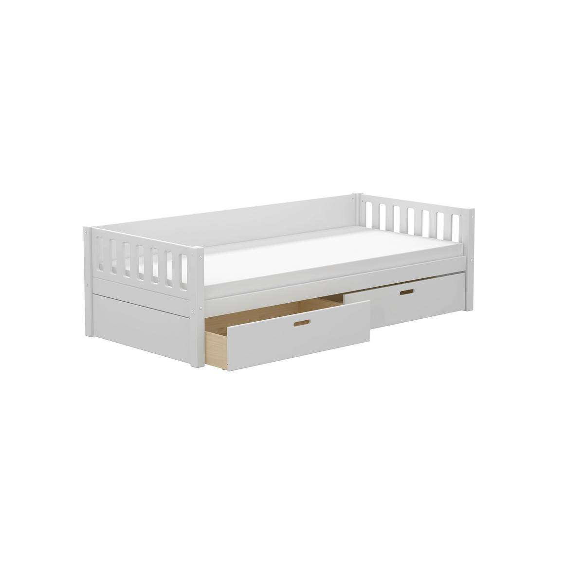 BETT 90/200 cm,  in Weiß, Rollrost, Bettschubladen  - Weiß, MODERN, Holz (90/200cm) - Chameo