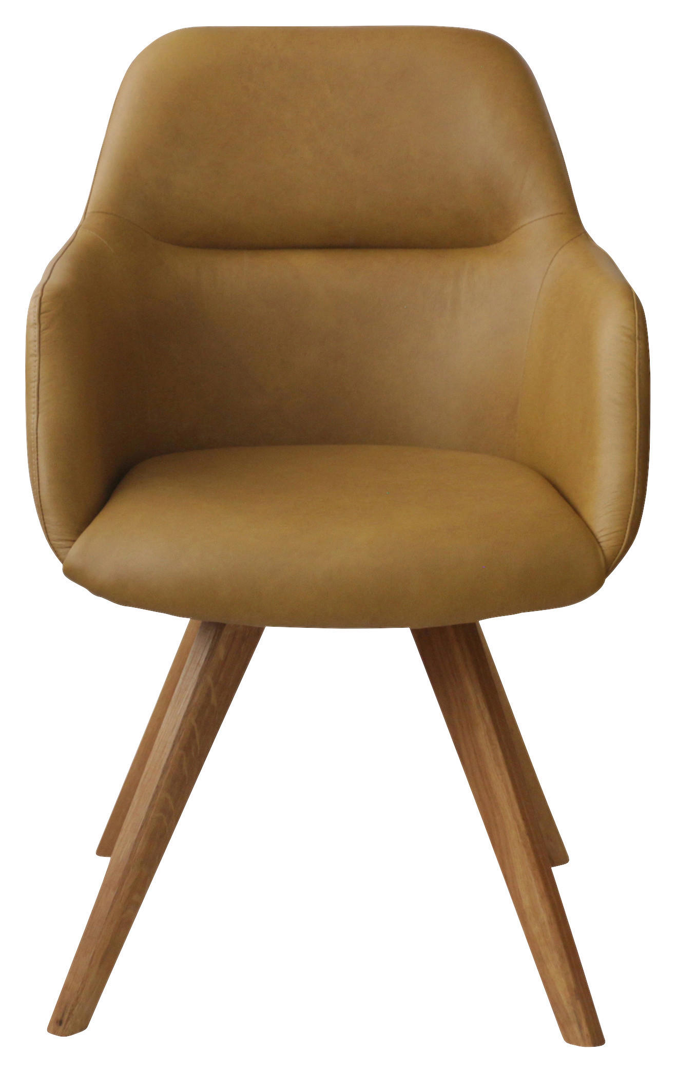 ARMLEHNSTUHL  in Echtleder pigmentiert  - Cognac/Eichefarben, Design, Leder/Holz (57/85,5/65cm) - Voleo
