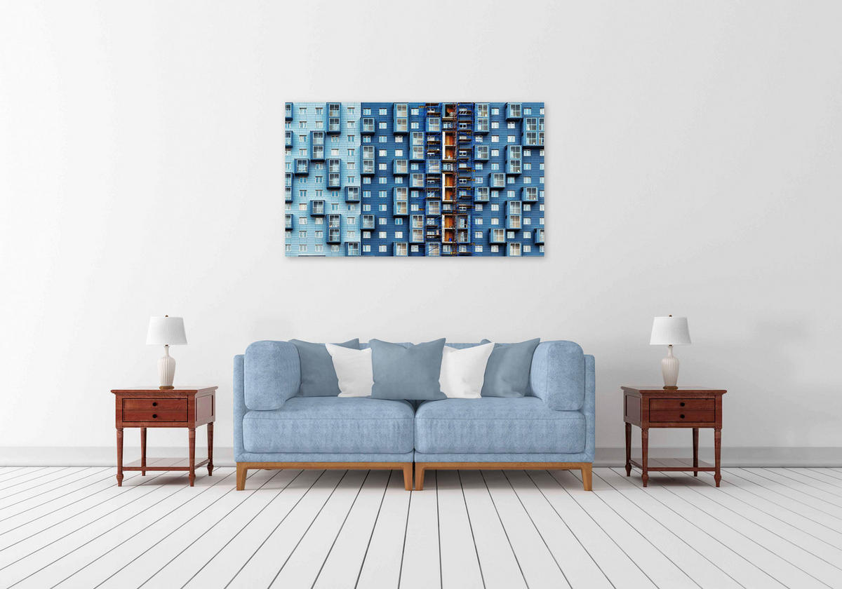 ALUMINIUMBILD Architektur  - Blau, Design, Kunststoff/Metall (118/70cm)