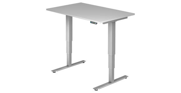 SCHREIBTISCH 120/80/63,5-128,5 cm  in Grau, Silberfarben  - Silberfarben/Grau, KONVENTIONELL, Holzwerkstoff/Metall (120/80/63,5-128,5cm) - Venda