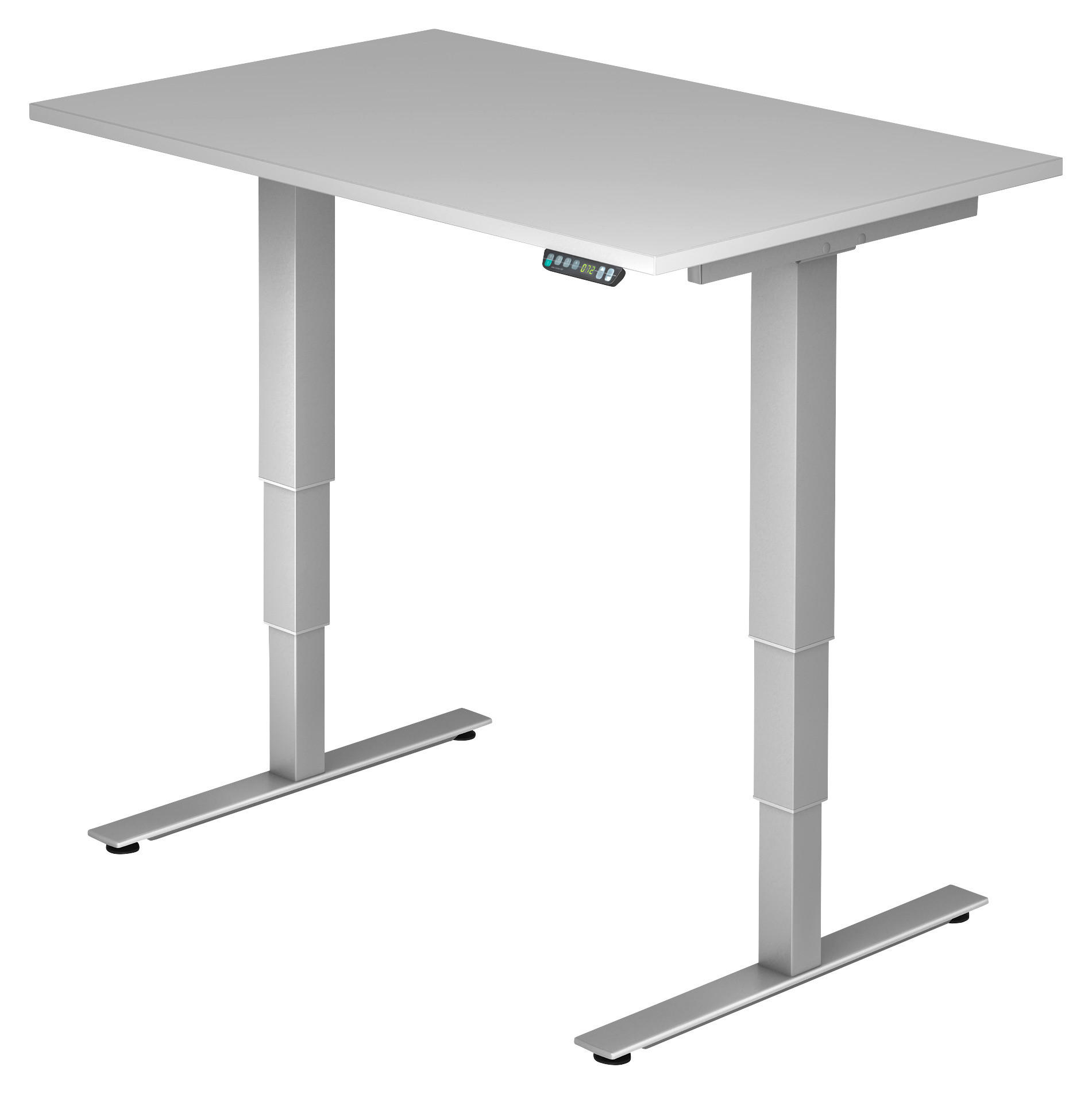 SCHREIBTISCH höhenverstellbar  - Silberfarben/Grau, KONVENTIONELL, Holzwerkstoff/Metall (120/80/63,5-128,5cm) - Venda
