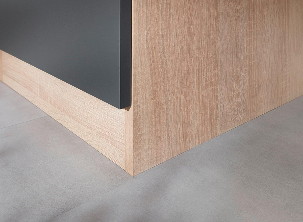 MINIKÜCHE 100 cm   in Grau, Eichefarben  - Eichefarben/Silberfarben, Basics, Holzwerkstoff/Metall (100cm) - Respekta