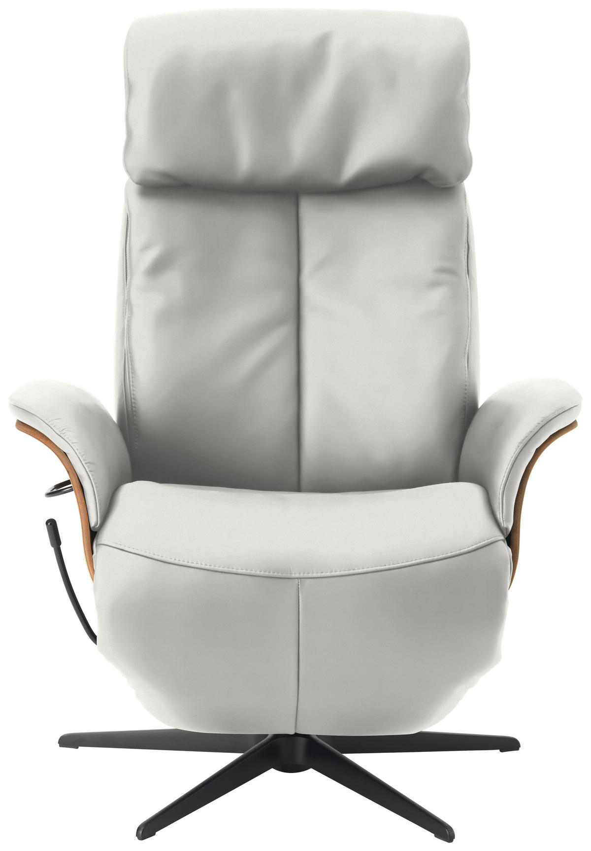 RELAXSESSEL in Leder Weiss  - Weiss/Nussbaumfarben, Design, Leder/Holz (78/104-113/84cm) - Welnova