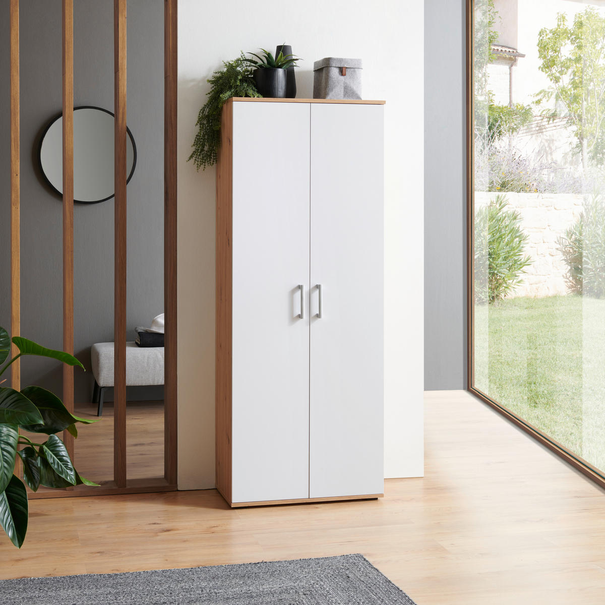 MULTISKÅP 70/178,9/33,5 cm 2-dörrar - vit/svart, Klassisk, trämaterial/plast (70/178,9/33,5cm) - Best Price