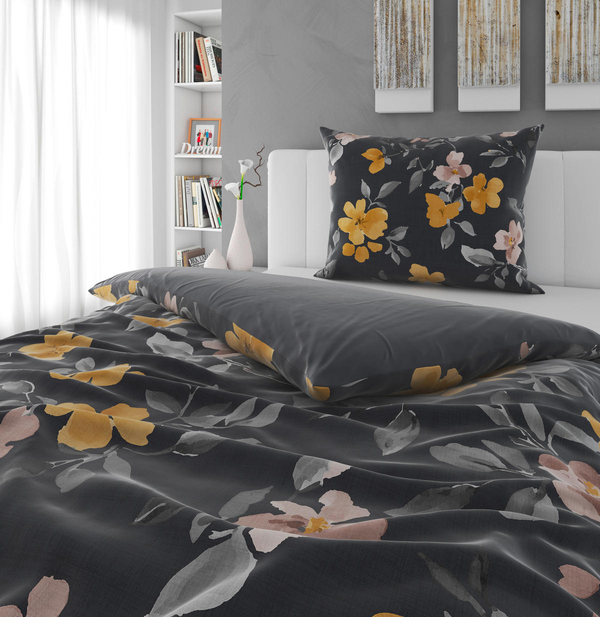 WENDEBETTWÄSCHE Mavie Satin 140/200 cm  - Grau, KONVENTIONELL, Textil (140/200cm) - Novel