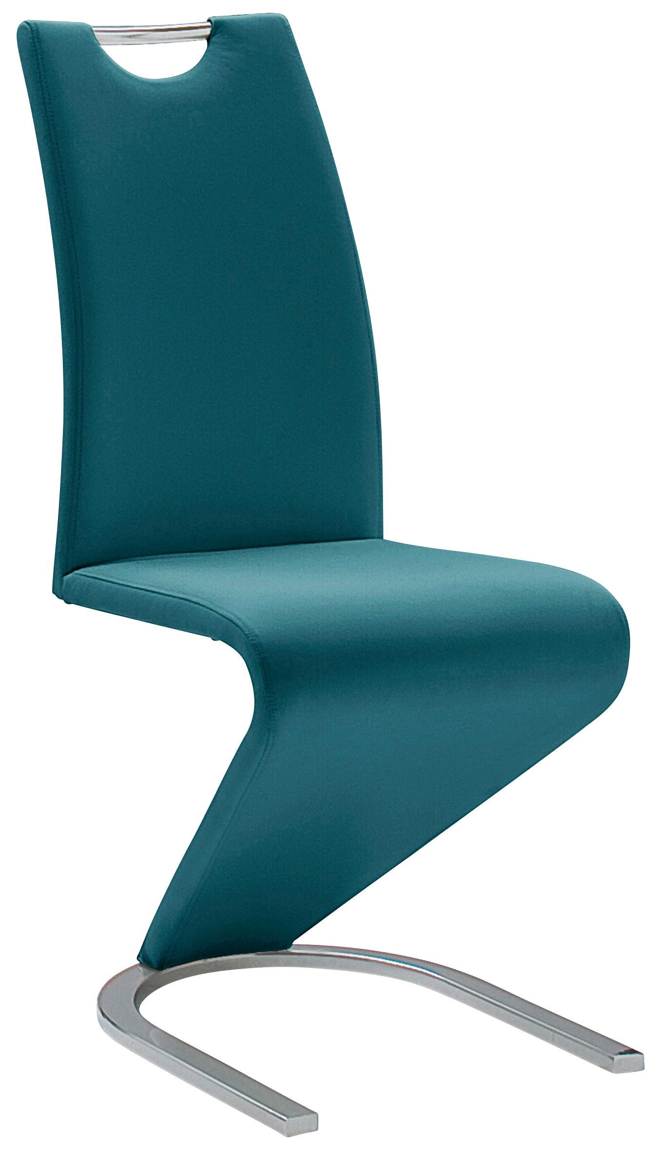 Schwingstuhl in Metall, Textil Chromfarben, Petrol