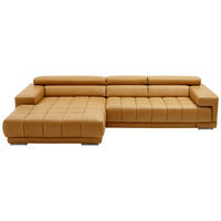 ECKSOFA in Echtleder Currygelb  - Currygelb/Alufarben, Design, Leder/Metall (190/335cm) - Beldomo Speed