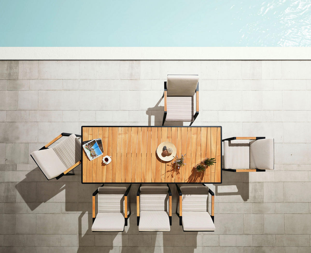 GARTENSESSEL Teakholz Aluminium Anthrazit, Hellgrau  - Anthrazit/Hellgrau, Design, Holz/Textil (56/80/63cm) - Ambia Garden