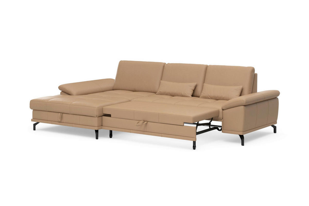 ROHOVÁ SEDAČKA, kůže, cappuccino - černá/cappuccino, Basics, kov/kůže (176/301cm) - Sit & More