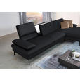 ECKSOFA in Echtleder Anthrazit  - Anthrazit/Schwarz, Design, Leder/Metall (325/157cm) - Dieter Knoll