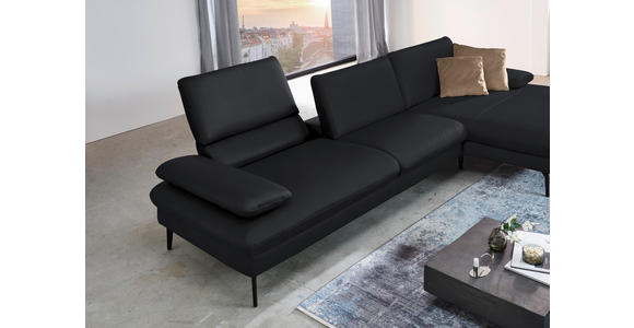 ECKSOFA in Echtleder Anthrazit  - Anthrazit/Schwarz, Design, Leder/Metall (325/157cm) - Dieter Knoll