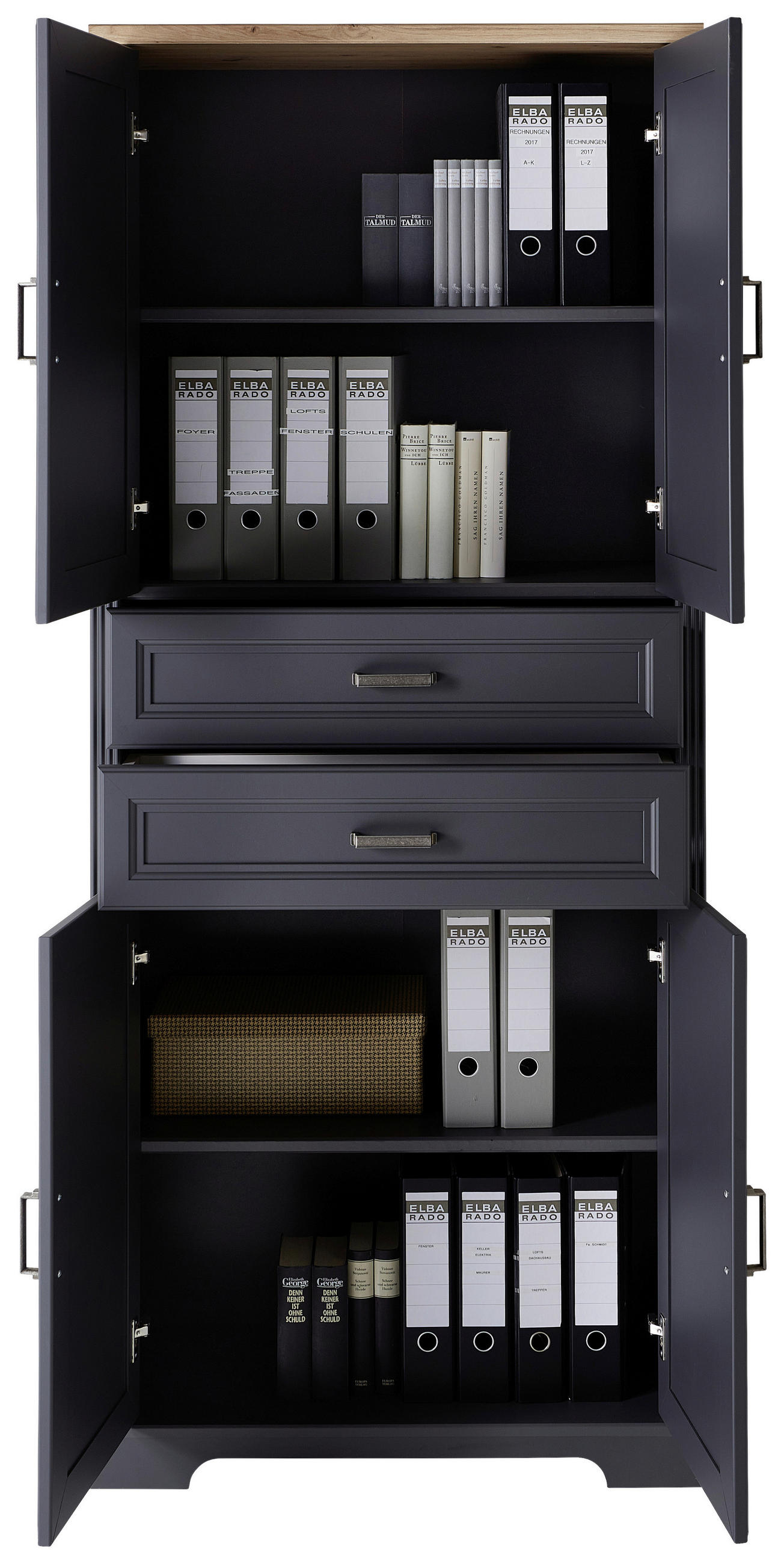 AKTENSCHRANK Graphitfarben, Eiche Artisan  - Graphitfarben/Eiche Artisan, KONVENTIONELL, Holzwerkstoff (86/204/38cm) - Carryhome