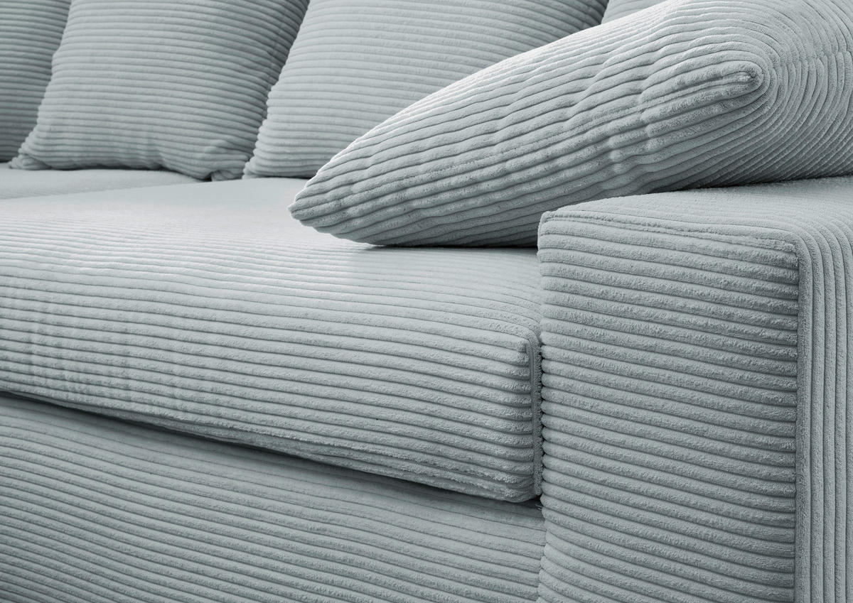 ECKSOFA Hellblau Cord  - Schwarz/Hellblau, MODERN, Kunststoff/Textil (278/200cm) - Livetastic