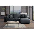 ECKSOFA Anthrazit Lederlook  - Chromfarben/Anthrazit, KONVENTIONELL, Kunststoff/Textil (293/195cm) - Carryhome