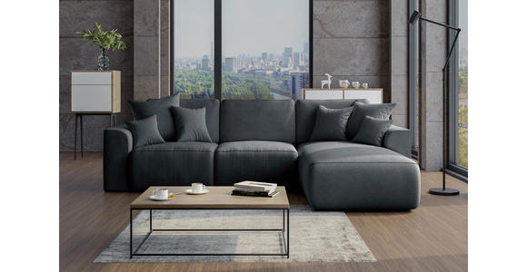 ECKSOFA in Lederlook Anthrazit  - Chromfarben/Anthrazit, KONVENTIONELL, Kunststoff/Textil (293/195cm) - Carryhome