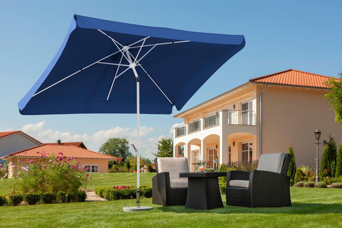 SONNENSCHIRM   - Blau/Weiß, Basics, Textil/Metall (200/250/300cm) - Schneider