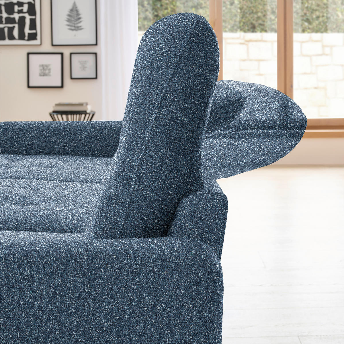 ECKSOFA Blau Plüsch  - Blau/Schwarz, KONVENTIONELL, Textil/Metall (190/254cm) - Livetastic