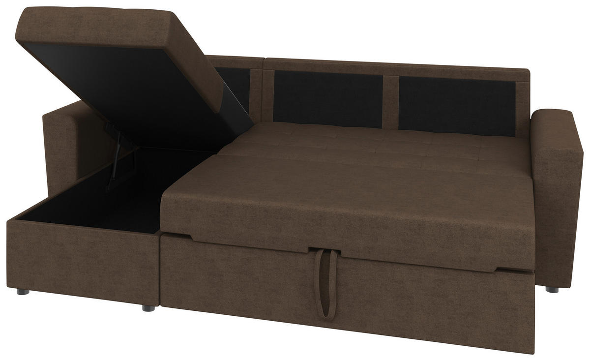 ECKSOFA TERMOLI in Jacquard Braun  155/231 cm  - Schwarz/Braun, Design, Kunststoff/Textil (155/231cm) - MID.YOU