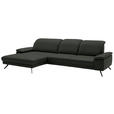 ECKSOFA in Echtleder Dunkelgrün  - Dunkelgrün/Schwarz, Design, Leder/Metall (193/332cm) - Dieter Knoll