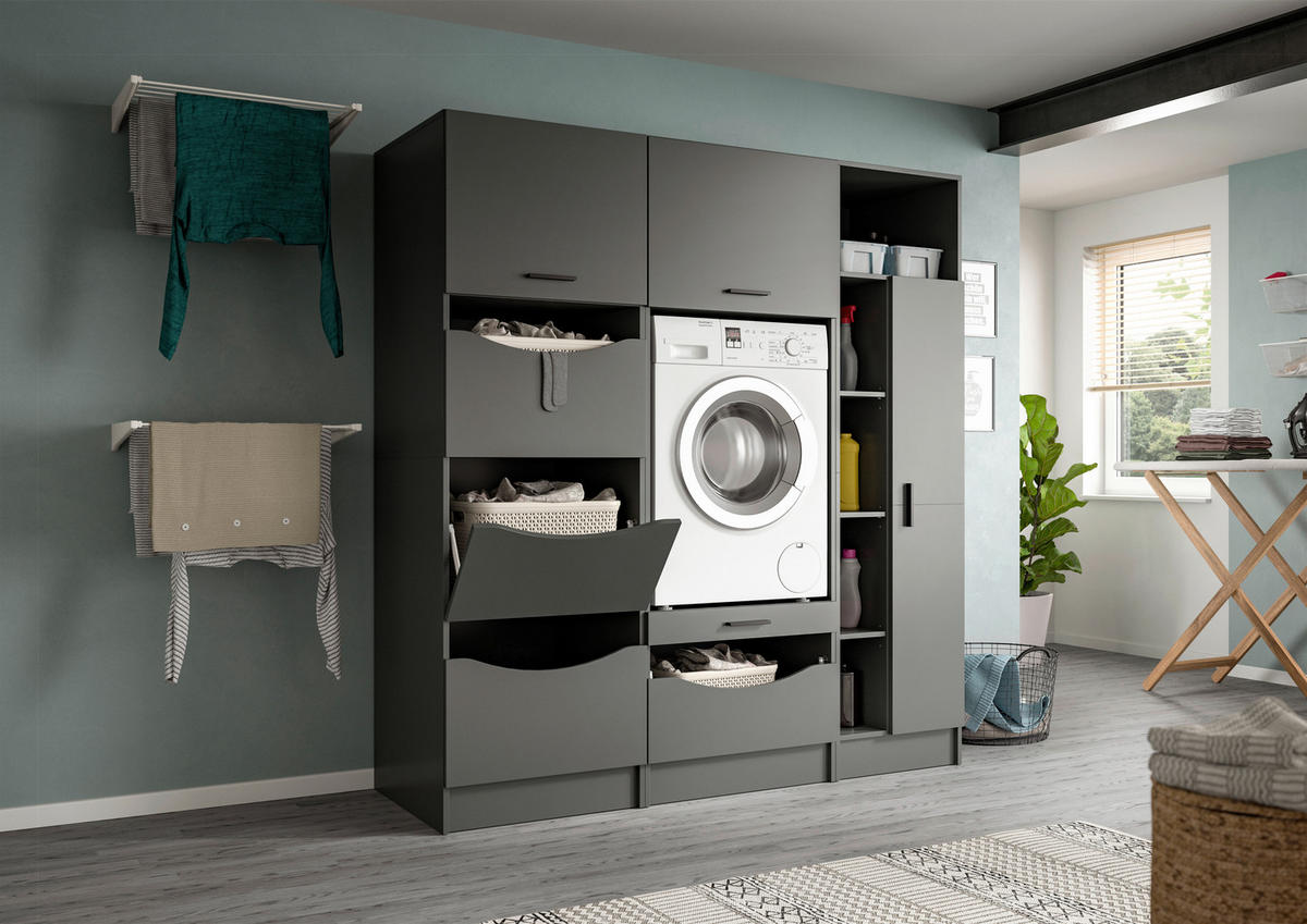 HAUSWIRTSCHAFTSRAUM 176/195/68 cm  in Anthrazit  - Anthrazit, Basics, Holzwerkstoff (176/195/68cm) - MID.YOU