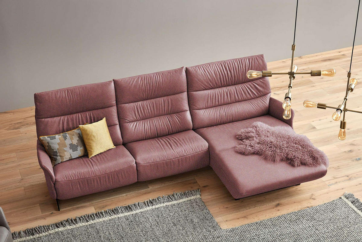 SEDEŽNA GARNITURA, struktura  - roza/barve nerjavečega jekla, Moderno, kovina/tekstil (297/166cm) - Himolla