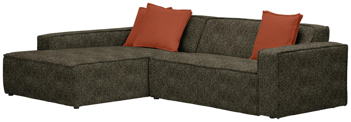 ECKSOFA Olivgrün Chenille  - Rostfarben/Schwarz, KONVENTIONELL, Kunststoff/Textil (188/280cm) - Carryhome