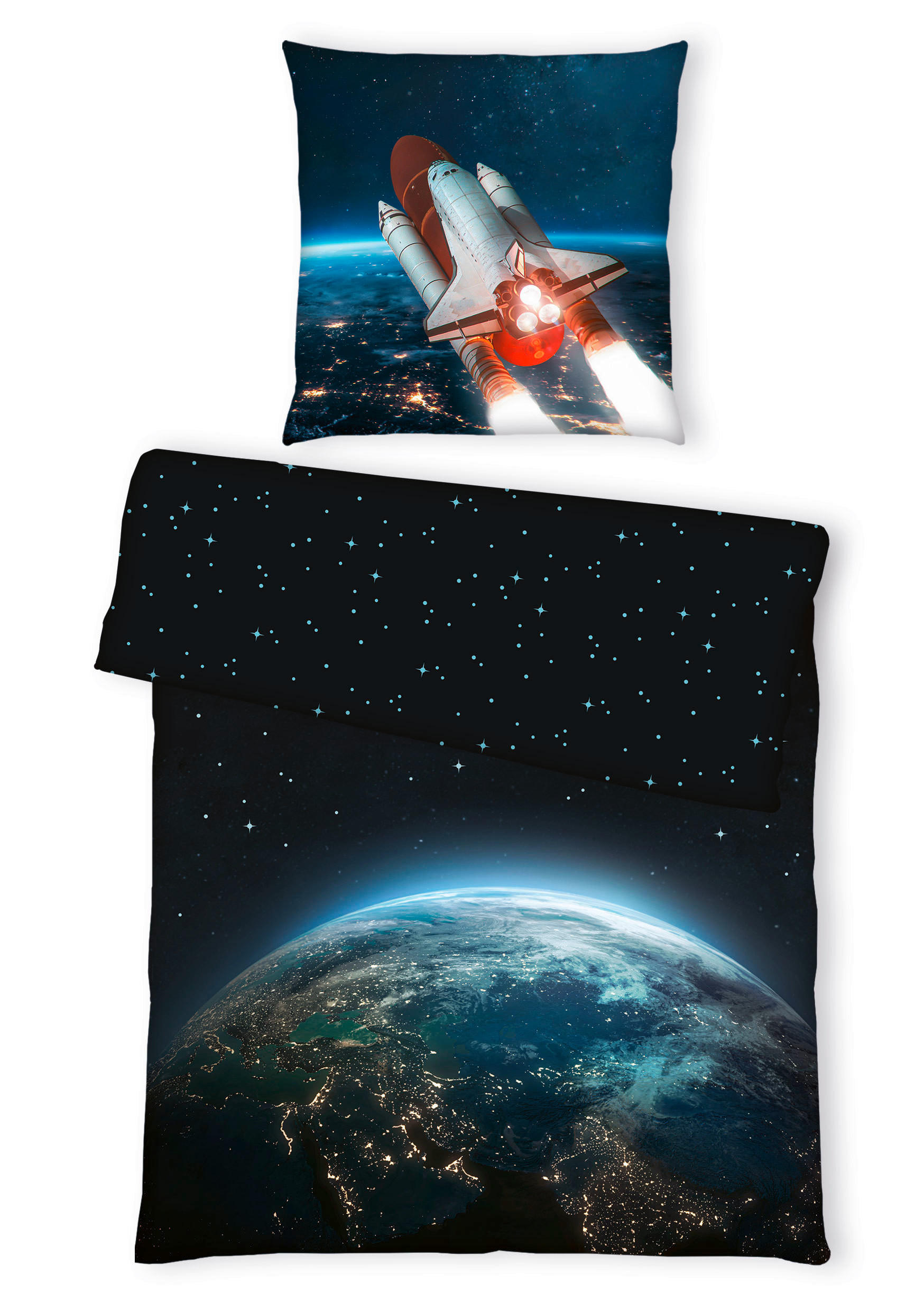 Thumbnail - Herding Jugendbettwäsche, Mehrfarbig, Textil, Weltall, 135x200 cm, Oeko-Tex® Standard 100, pflegeleicht, hautfreundlich,...