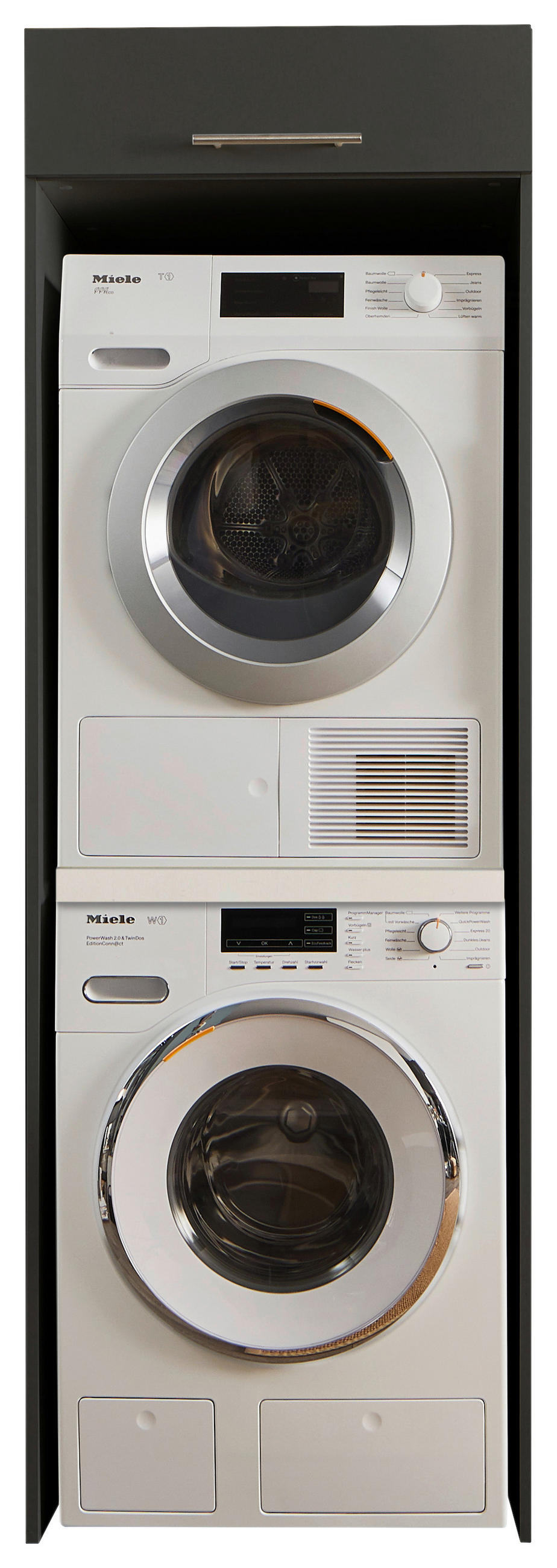 WASCHMASCHINENSCHRANK 67,5/200/67,5 cm  in Anthrazit  - Anthrazit/Silberfarben, Design, Holzwerkstoff/Metall (67,5/200/67,5cm)