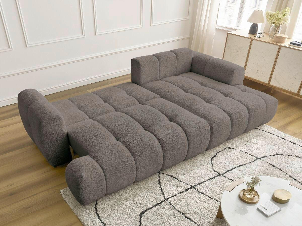 ECKSCHLAFSOFA FUJI Bouclé Taupe  inkl.  - Taupe/Schwarz, MODERN, Kunststoff/Textil (292/160cm)