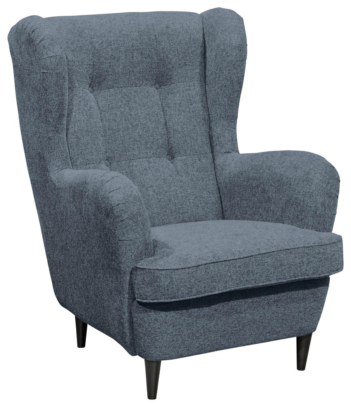 OHRENSESSEL Mikrovelours Blau  - Blau/Schwarz, Basics, Holz/Textil (78/102/98cm) - Carryhome