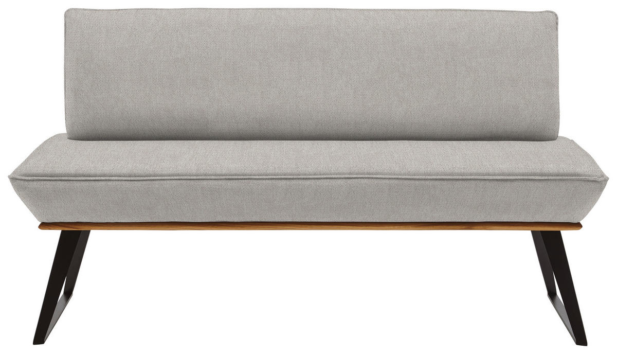 SITZBANK 180/87/64 cm Webstoff Schwarz, Eichefarben, Graubraun Eiche massiv  - Eichefarben/Graubraun, Design, Holz/Textil (180/87/64cm) - Voleo