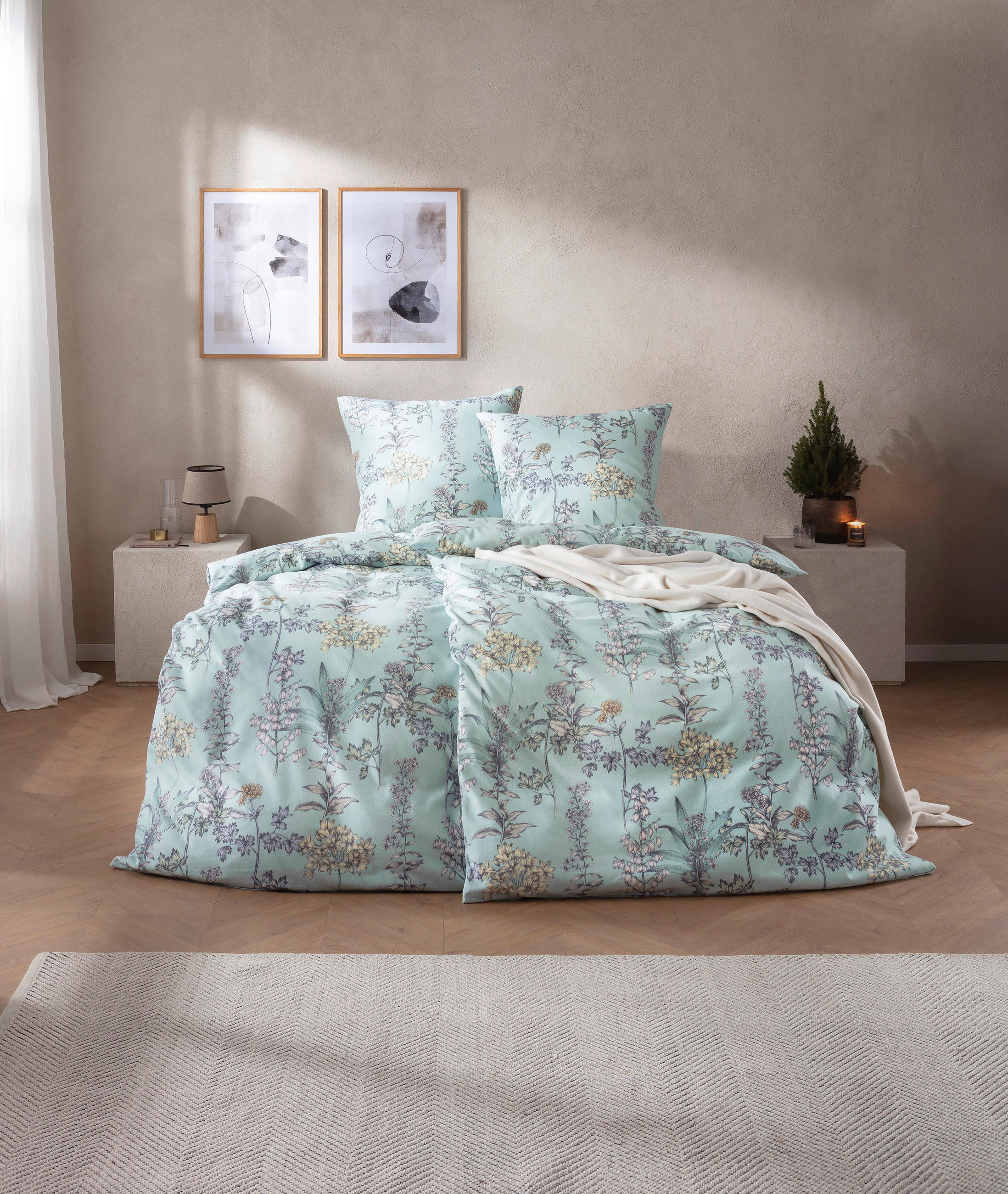 BETTWÄSCHE Atelier Flanell 155/220 cm  - Minttürkis, Design, Textil (155/220cm) - Estella