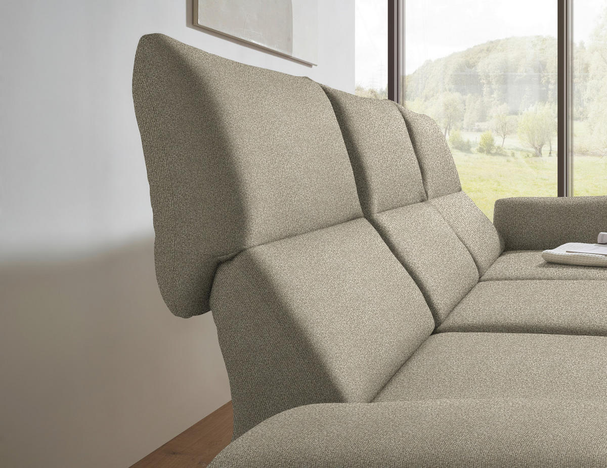 ECKSOFA  in Flachgewebe Sandfarben  255-365/175-224 cm  - Sandfarben/Schwarz, Design, Textil/Metall (255-365/175-224cm) - Dieter Knoll
