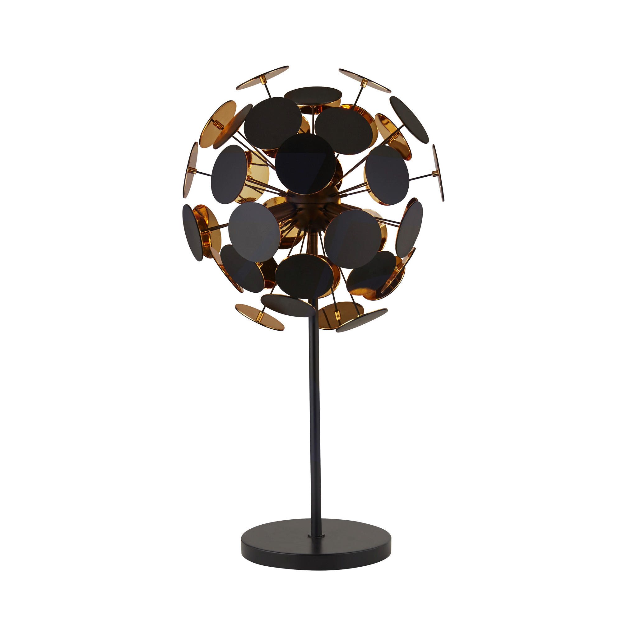 Searchlight Tischleuchte Discus Schwarz, Gold 65 cm