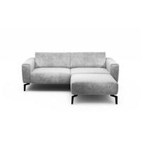 2,5-Sitzer inkl. Hocker in Samt Hellgrau  - Hellgrau/Schwarz, Design, Textil/Metall (220/86/86-94cm) - SENSOO