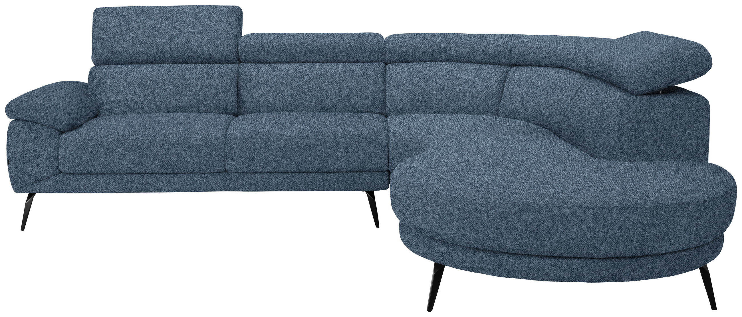 ECKSOFA in Velours Blau  299/264 cm  - Blau/Schwarz, Design, Textil/Metall (299/264cm) - Novel