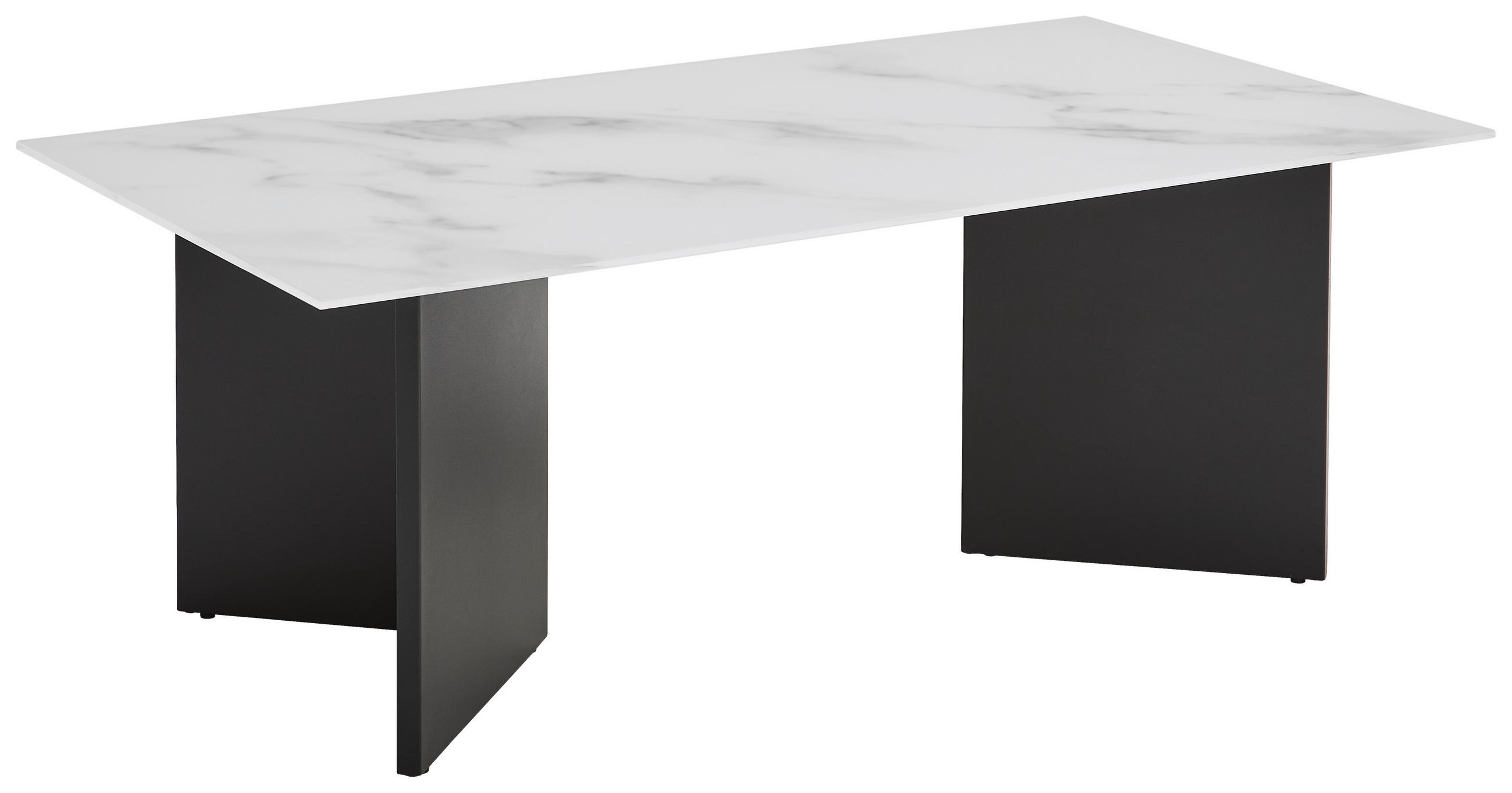KONFERENČNÍ STOLEK, černá, bílá, kov, sklo, 110/60/40 cm - bílá/černá, Design, kov/sklo (110/60/40cm) - Livetastic