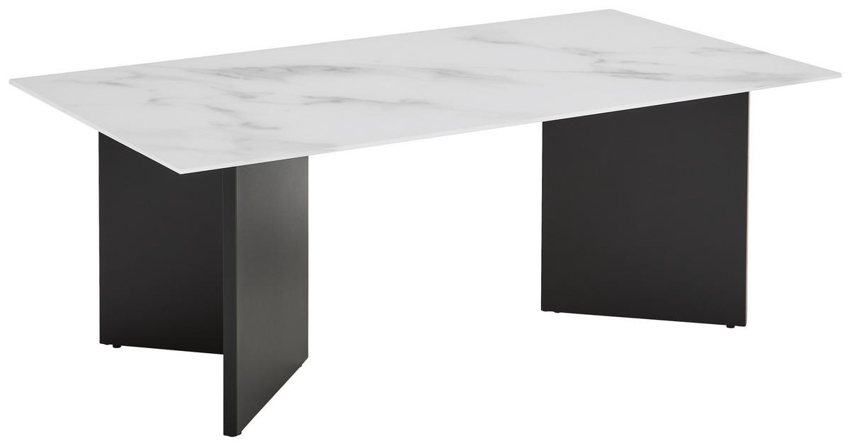 KONFERENČNÍ STOLEK, černá, bílá, kov, sklo, 110/60/40 cm - bílá/černá, Design, kov/sklo (110/60/40cm) - Livetastic
