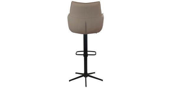 BARHOCKER Echtleder Grau, Schwarz Eisen Sitzfläche 360° drehbar - Schwarz/Grau, Design, Leder/Metall (54/96-121/56cm) - Novel