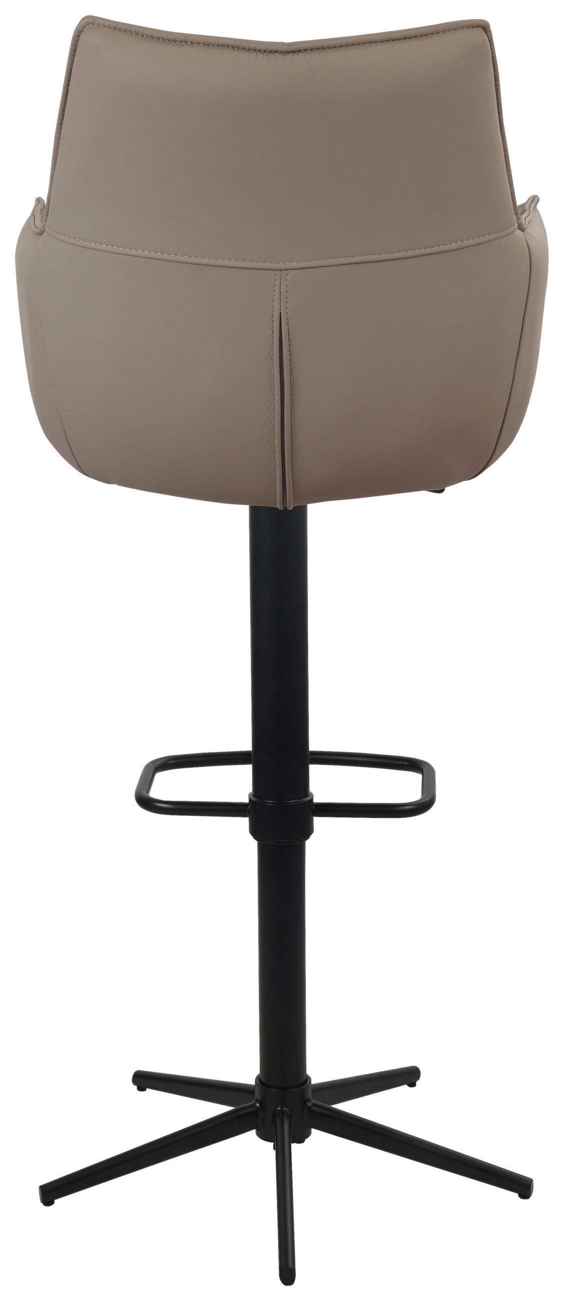 BARHOCKER Echtleder Schwarz, Taupe Eisen Sitzfläche 360° drehbar  - Taupe/Schwarz, Design, Leder/Metall (54/96-121/56cm) - Novel