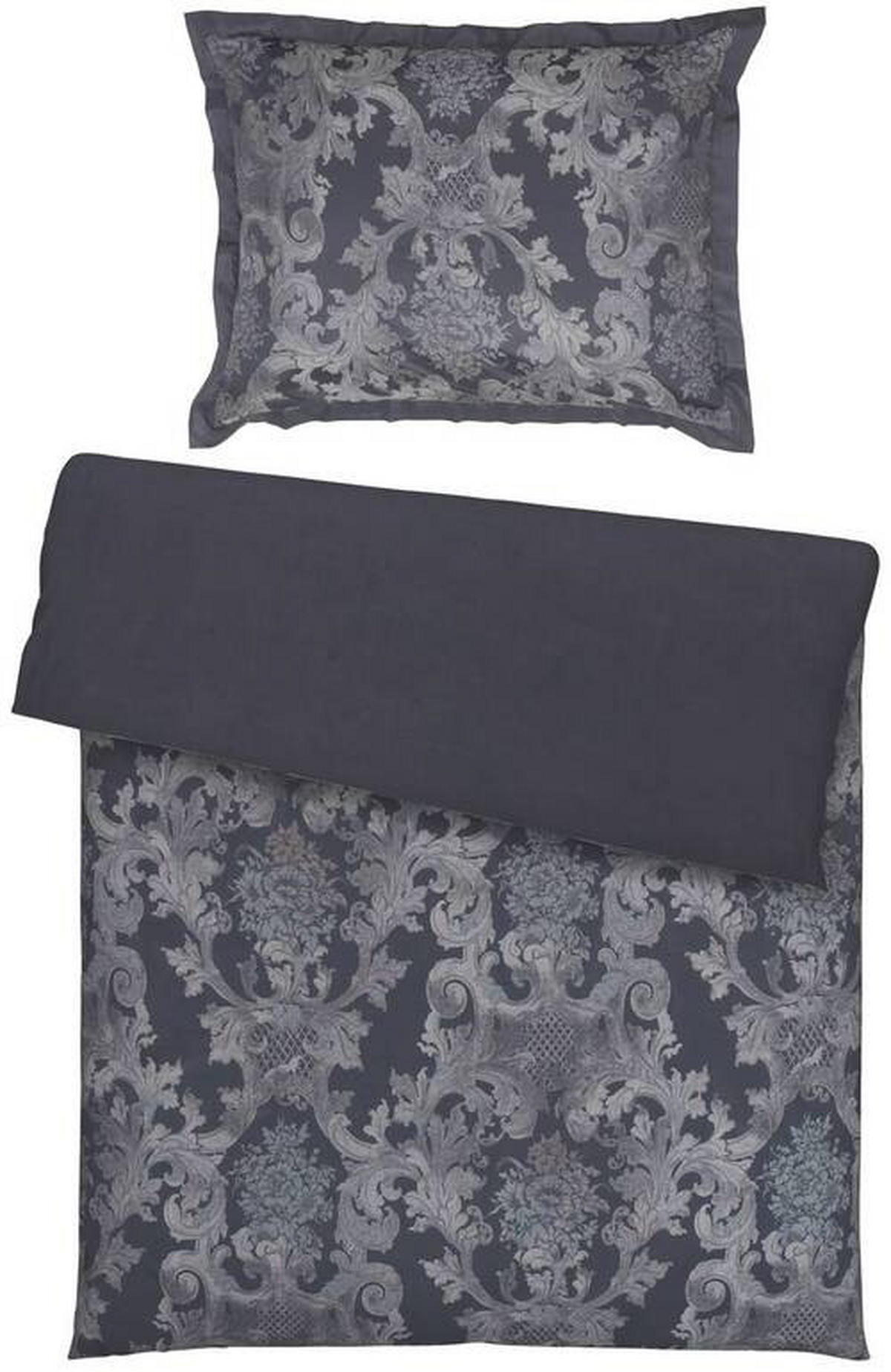 POVLEČENÍ, damašek, šedá, černá, bílá, 140/200 cm - šedá/bílá, Konvenční, textil (140/200cm) - Curt Bauer